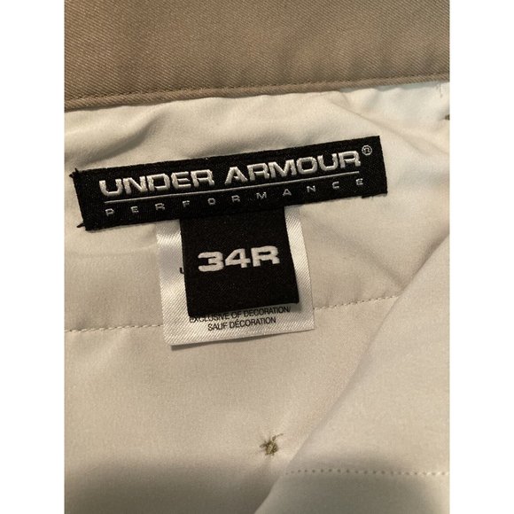 Under Armour Performance Golf Shorts Mens 34R Beige Flat Front Pockets Logo - Picture 8 of 12